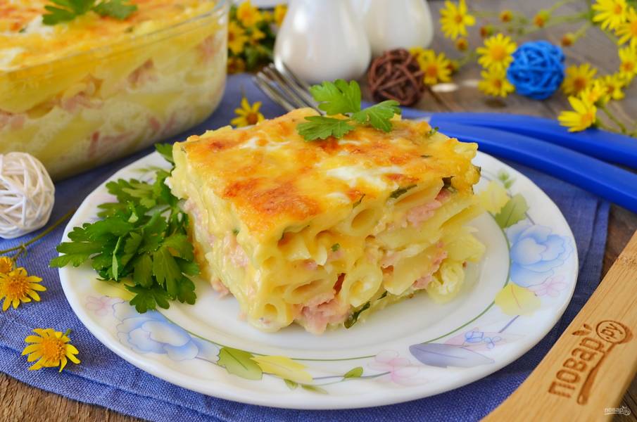 Запеканка с макаронами и плавленным сыром рецепт